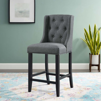 Baronet Tufted Button Upholstered Fabric Counter Stool, Fabric, Wood, Grey Gray, 18333
