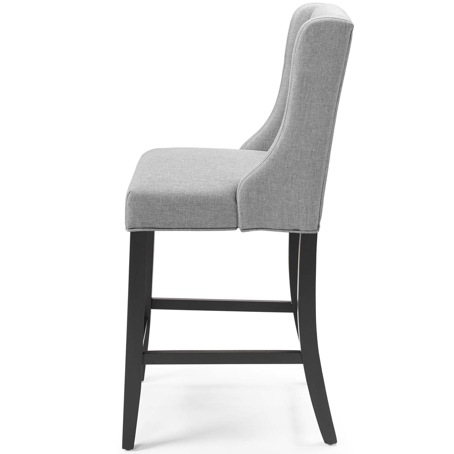 Baronet Tufted Button Upholstered Fabric Counter Stool, Fabric, Wood, Light Grey Gray, 18334