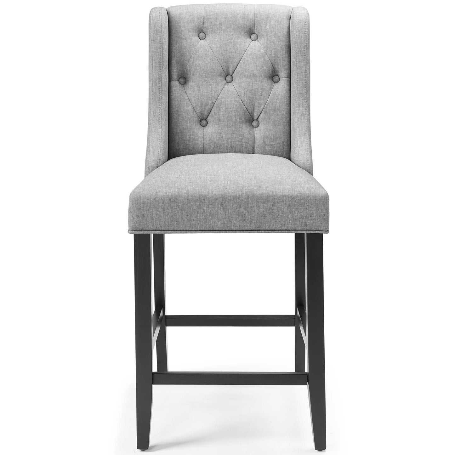 Baronet Tufted Button Upholstered Fabric Counter Stool, Fabric, Wood, Light Grey Gray, 18334