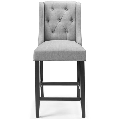 Baronet Tufted Button Upholstered Fabric Counter Stool, Fabric, Wood, Light Grey Gray, 18334