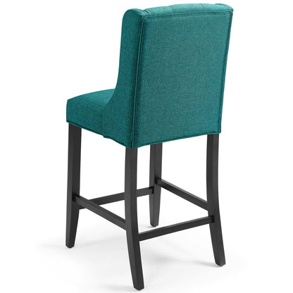 Baronet Tufted Button Upholstered Fabric Counter Stool, Fabric, Wood, Teal Blue, 18335
