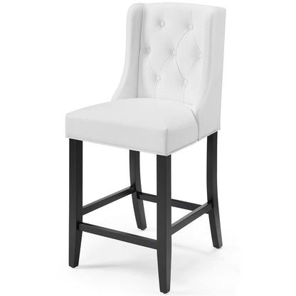 Baronet Tufted Button Faux Leather Counter Stool, Faux Leather, White, 18336