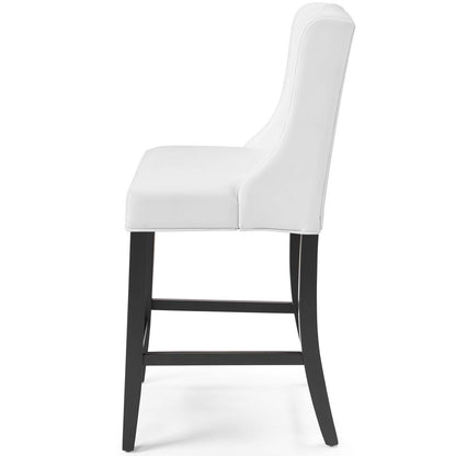 Baronet Tufted Button Faux Leather Counter Stool, Faux Leather, White, 18336