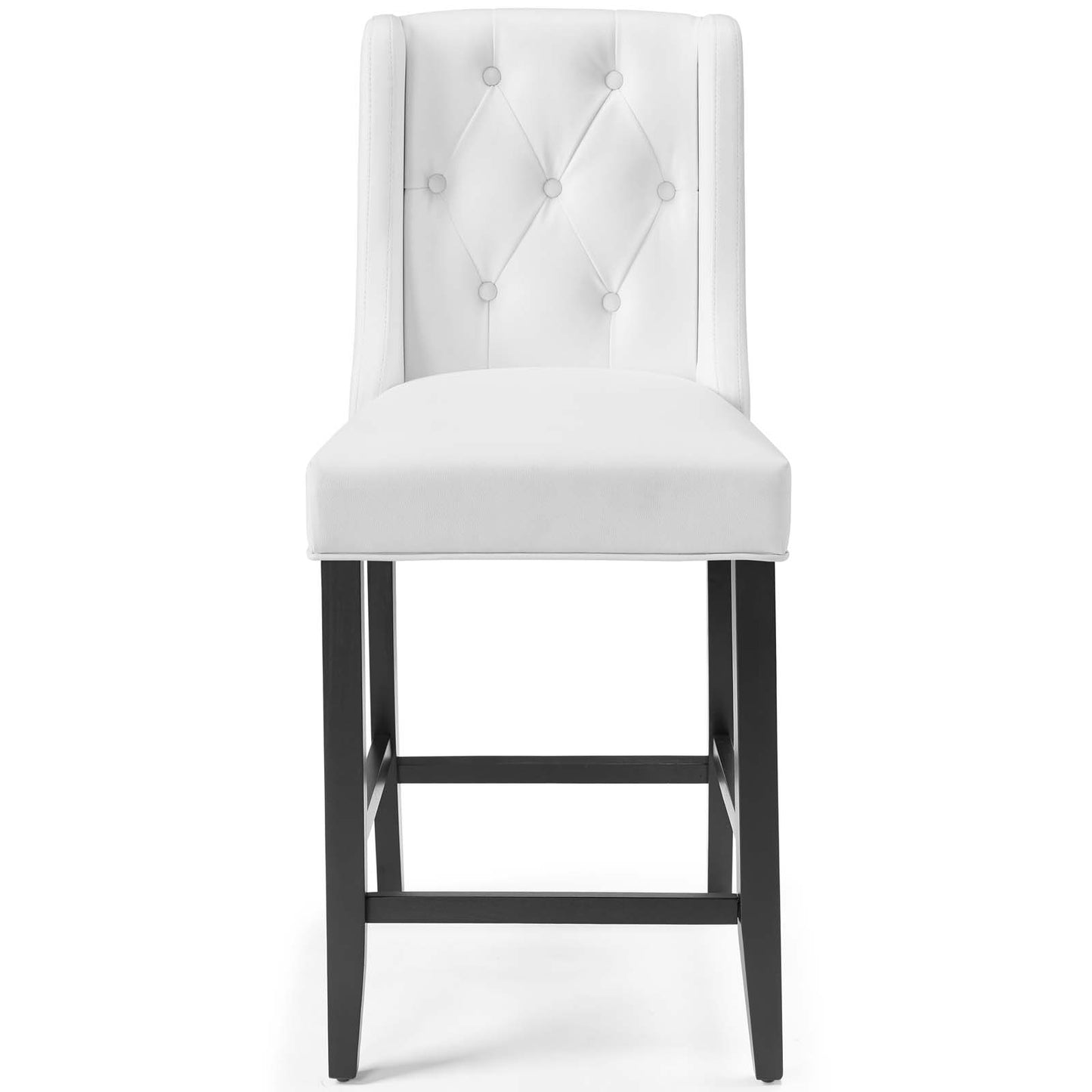 Baronet Tufted Button Faux Leather Counter Stool, Faux Leather, White, 18336