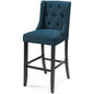 Baronet Tufted Button Upholstered Fabric Bar Stool, Fabric, Wood, Navy Blue, 18337
