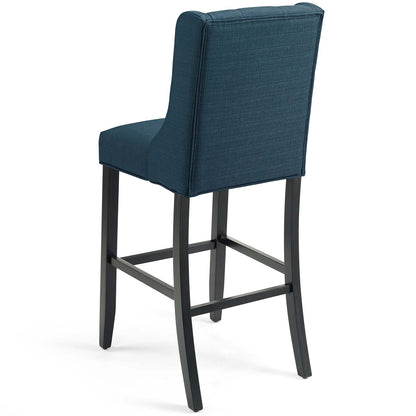 Baronet Tufted Button Upholstered Fabric Bar Stool, Fabric, Wood, Navy Blue, 18337