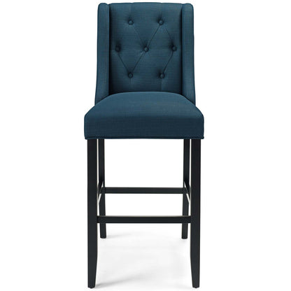 Baronet Tufted Button Upholstered Fabric Bar Stool, Fabric, Wood, Navy Blue, 18337