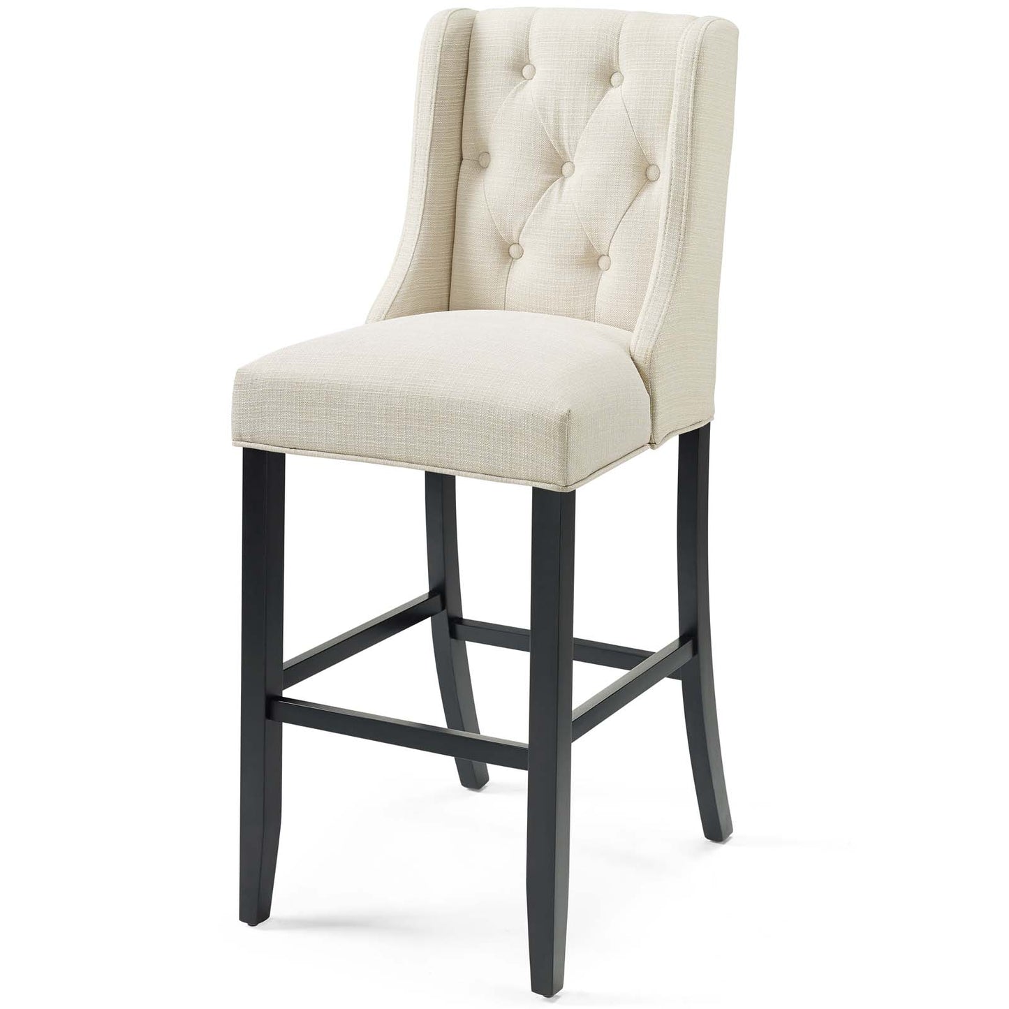 Baronet Tufted Button Upholstered Fabric Bar Stool, Fabric, Wood, Beige, 18338