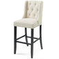 Baronet Tufted Button Upholstered Fabric Bar Stool, Fabric, Wood, Beige, 18338