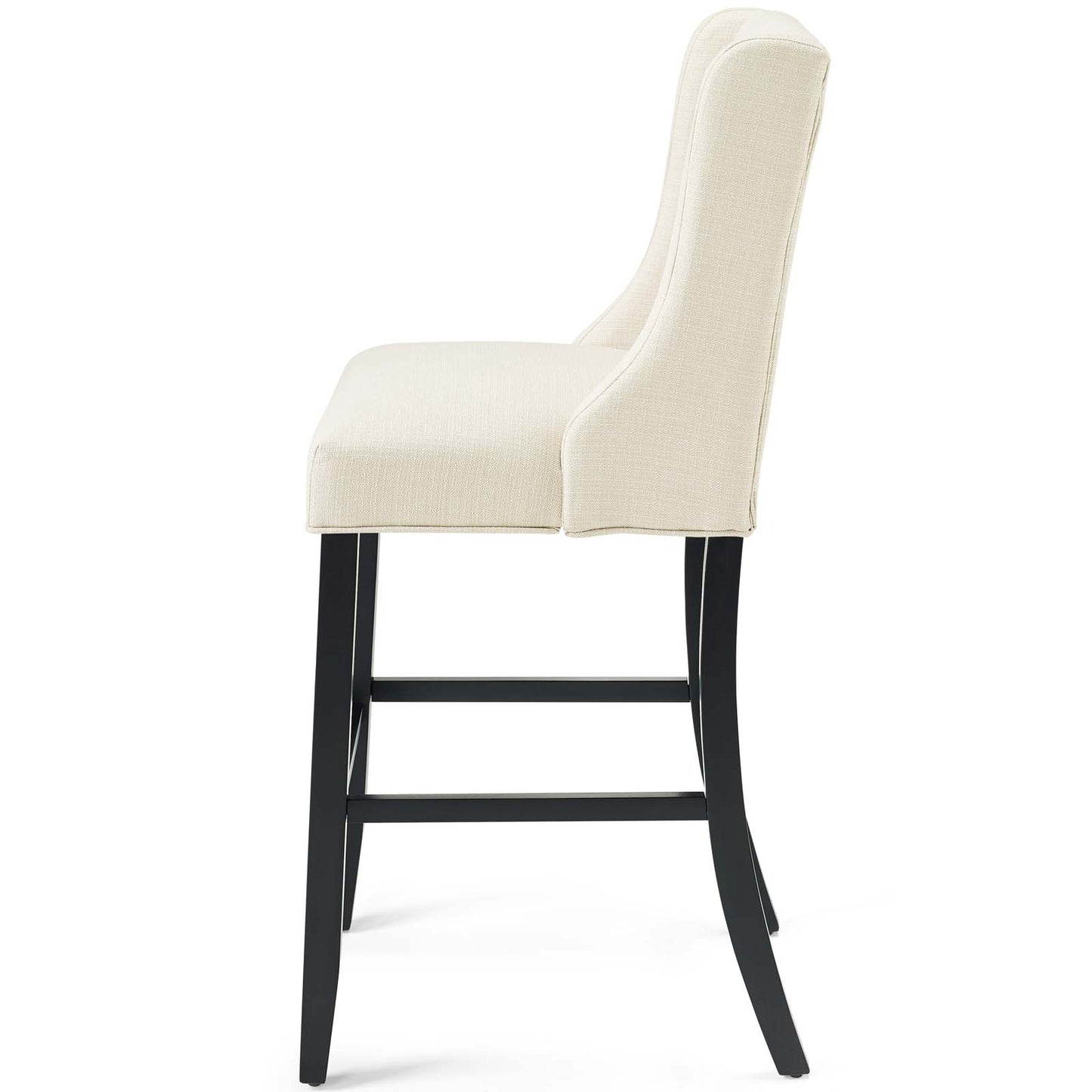 Baronet Tufted Button Upholstered Fabric Bar Stool, Fabric, Wood, Beige, 18338