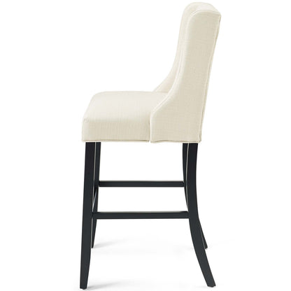 Baronet Tufted Button Upholstered Fabric Bar Stool, Fabric, Wood, Beige, 18338