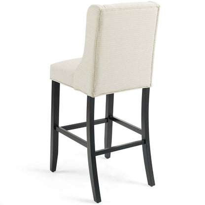 Baronet Tufted Button Upholstered Fabric Bar Stool, Fabric, Wood, Beige, 18338