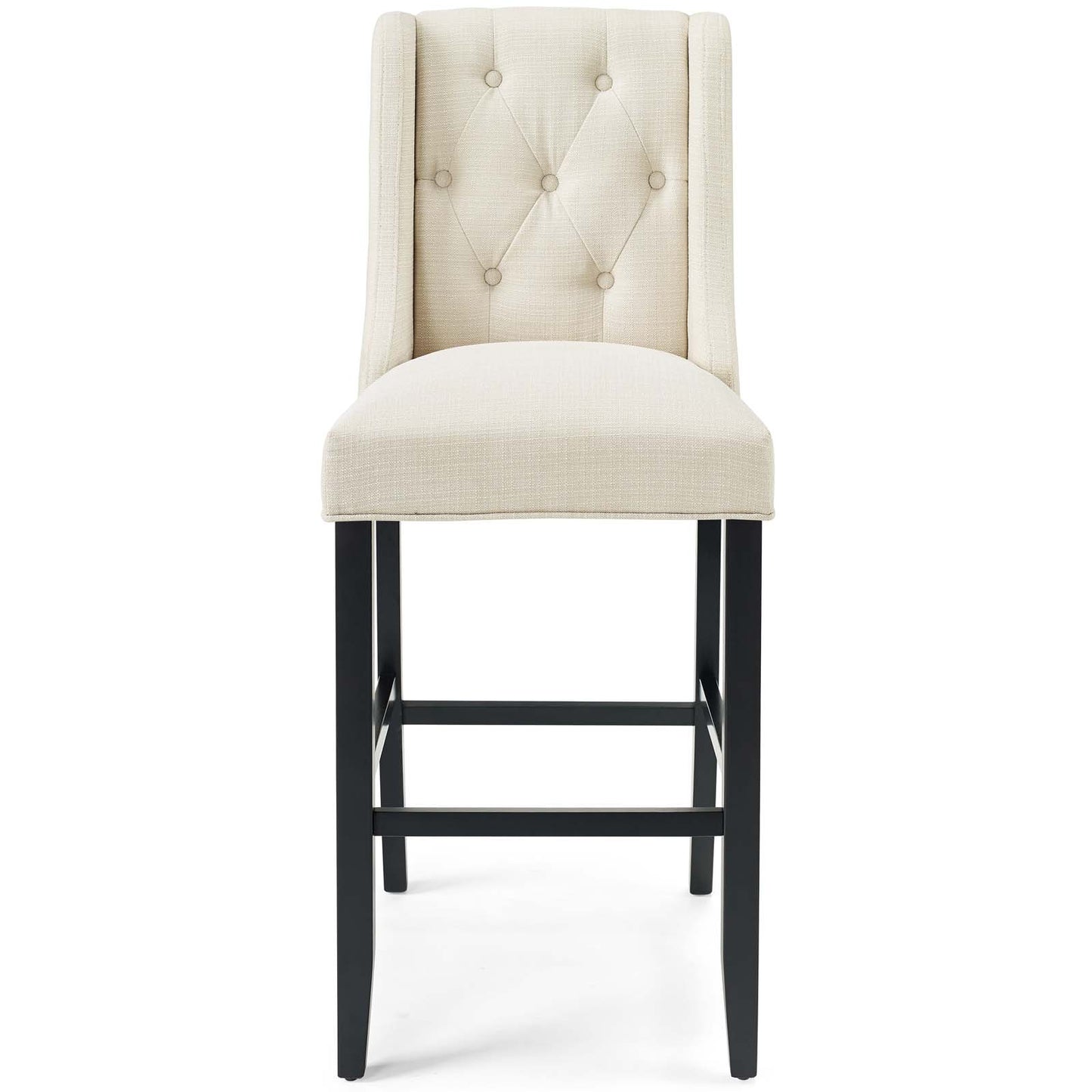 Baronet Tufted Button Upholstered Fabric Bar Stool, Fabric, Wood, Beige, 18338