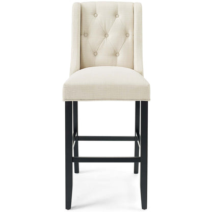 Baronet Tufted Button Upholstered Fabric Bar Stool, Fabric, Wood, Beige, 18338