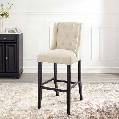 Baronet Tufted Button Upholstered Fabric Bar Stool, Fabric, Wood, Beige, 18338
