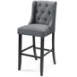 Baronet Tufted Button Upholstered Fabric Bar Stool, Fabric, Wood, Grey Gray, 18339