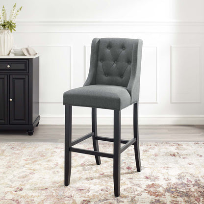 Baronet Tufted Button Upholstered Fabric Bar Stool, Fabric, Wood, Grey Gray, 18339