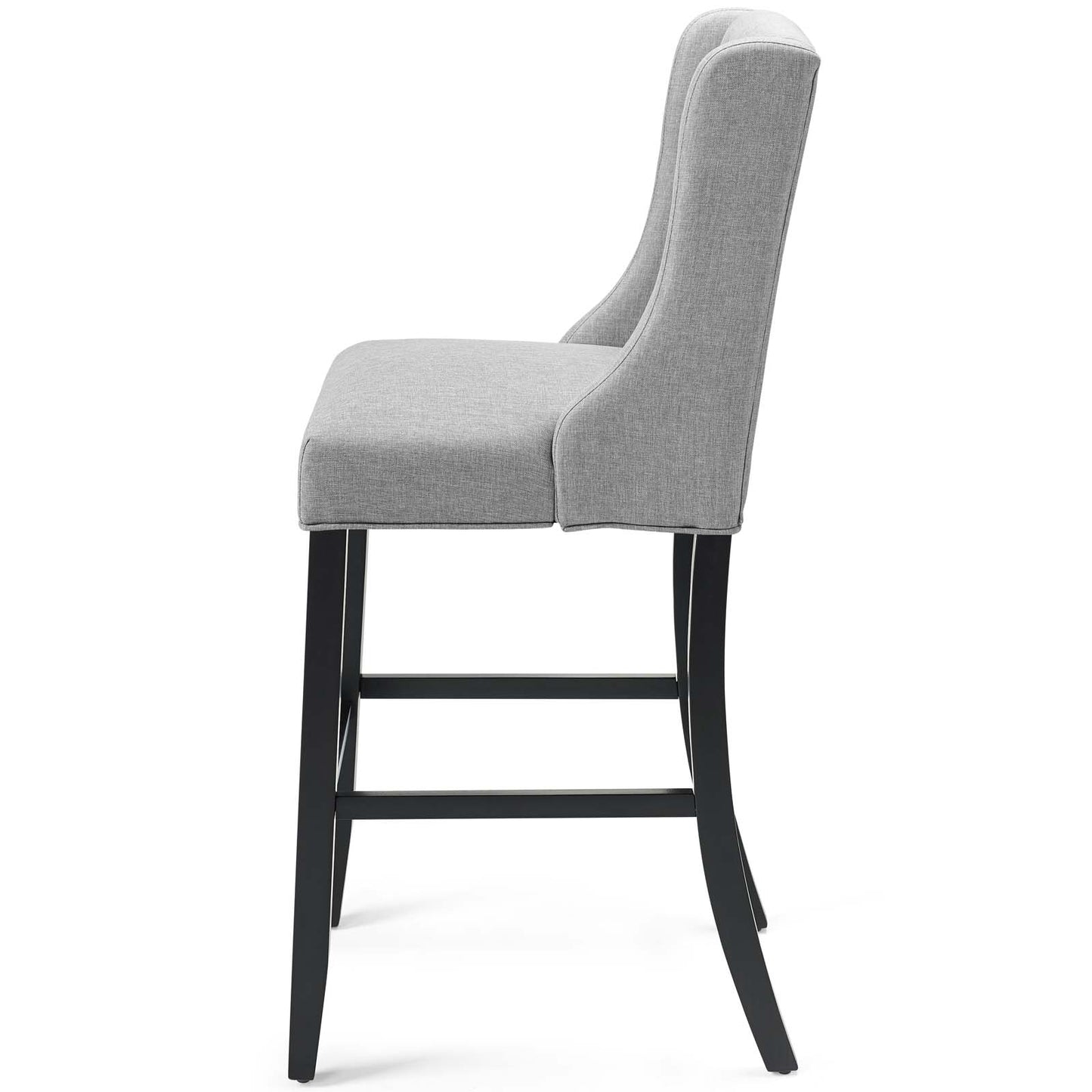 Baronet Tufted Button Upholstered Fabric Bar Stool, Fabric, Wood, Light Grey Gray, 18340