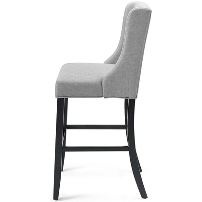 Baronet Tufted Button Upholstered Fabric Bar Stool, Fabric, Wood, Light Grey Gray, 18340