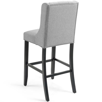 Baronet Tufted Button Upholstered Fabric Bar Stool, Fabric, Wood, Light Grey Gray, 18340
