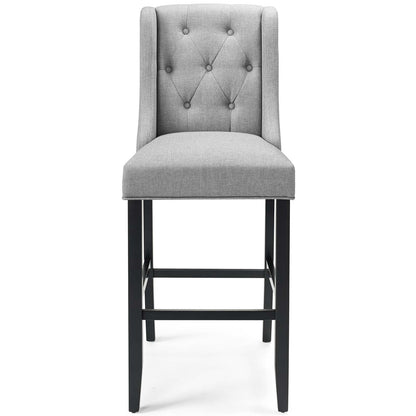 Baronet Tufted Button Upholstered Fabric Bar Stool, Fabric, Wood, Light Grey Gray, 18340