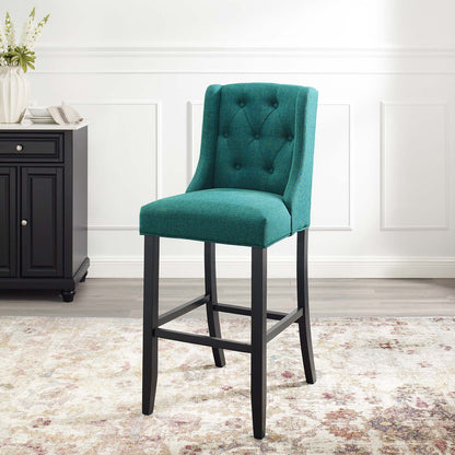 Baronet Tufted Button Upholstered Fabric Bar Stool, Fabric, Wood, Teal Blue, 18341
