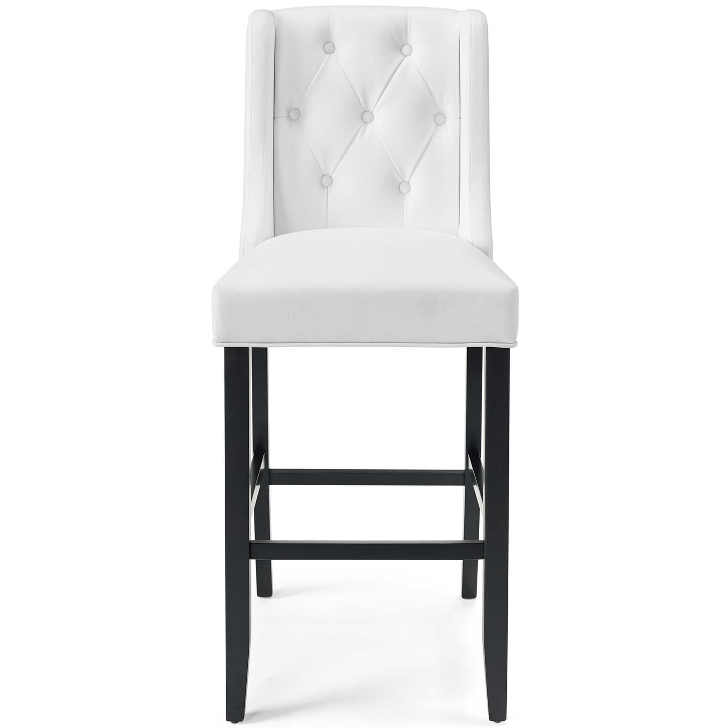 Baronet Tufted Button Faux Leather Bar Stool, Faux Leather, Wood, White, 18342