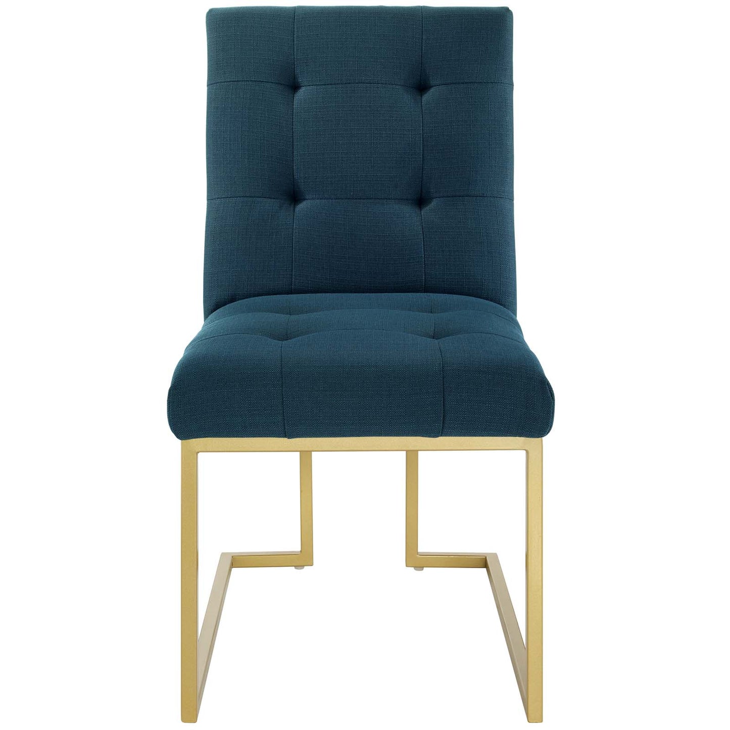 Privy Gold Stainless Steel Upholstered Fabric Dining Accent Chair, Fabric Metal Steel, Gold Navy Blue, 18018