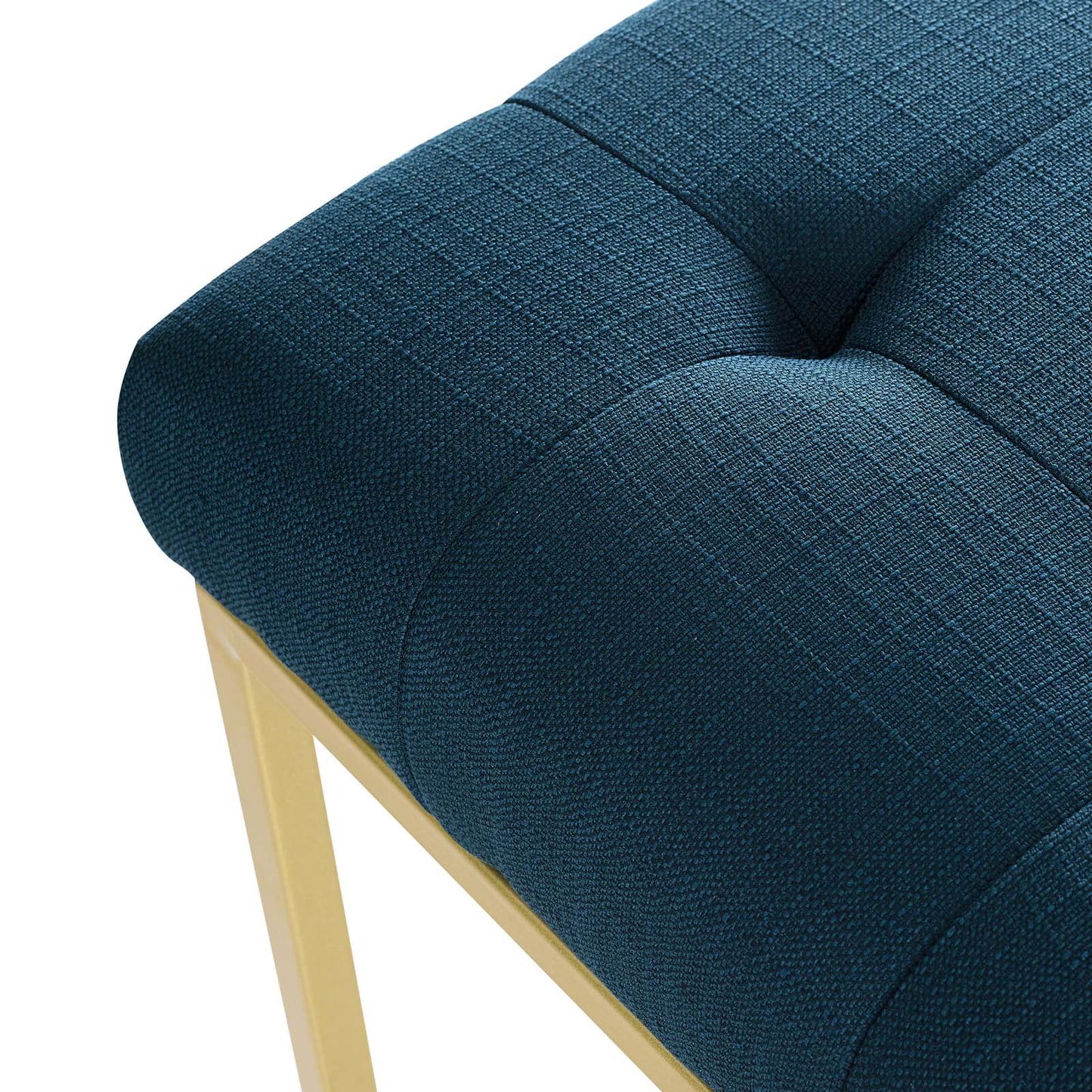 Privy Gold Stainless Steel Upholstered Fabric Dining Accent Chair, Fabric Metal Steel, Gold Navy Blue, 18018