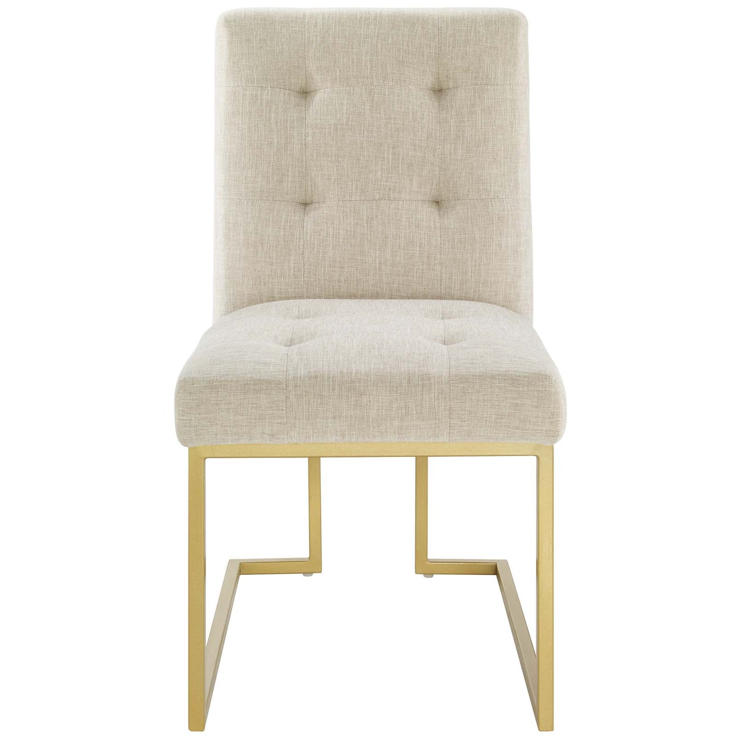 Privy Gold Stainless Steel Upholstered Fabric Dining Accent Chair, Fabric Metal Steel, Gold Beige, 18019