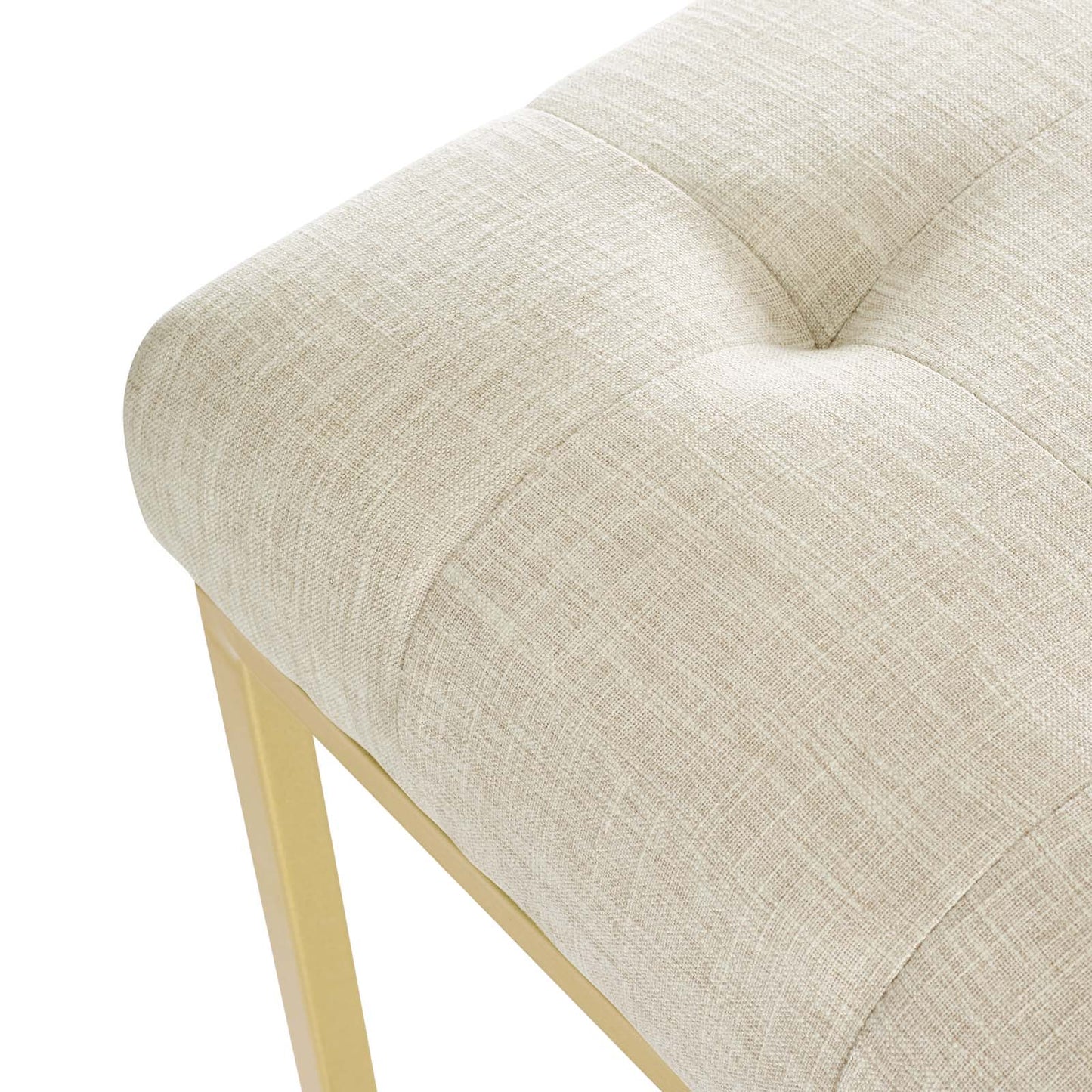 Privy Gold Stainless Steel Upholstered Fabric Dining Accent Chair, Fabric Metal Steel, Gold Beige, 18019