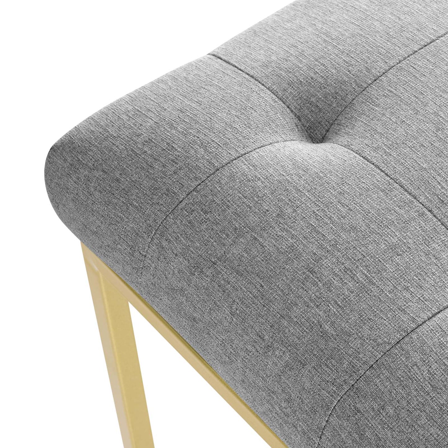 Privy Gold Stainless Steel Upholstered Fabric Dining Accent Chair, Fabric Metal Steel, Gold Light Grey Gray, 18020