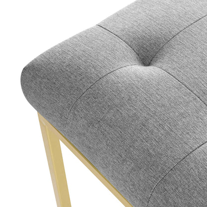 Privy Gold Stainless Steel Upholstered Fabric Dining Accent Chair, Fabric Metal Steel, Gold Light Grey Gray, 18020