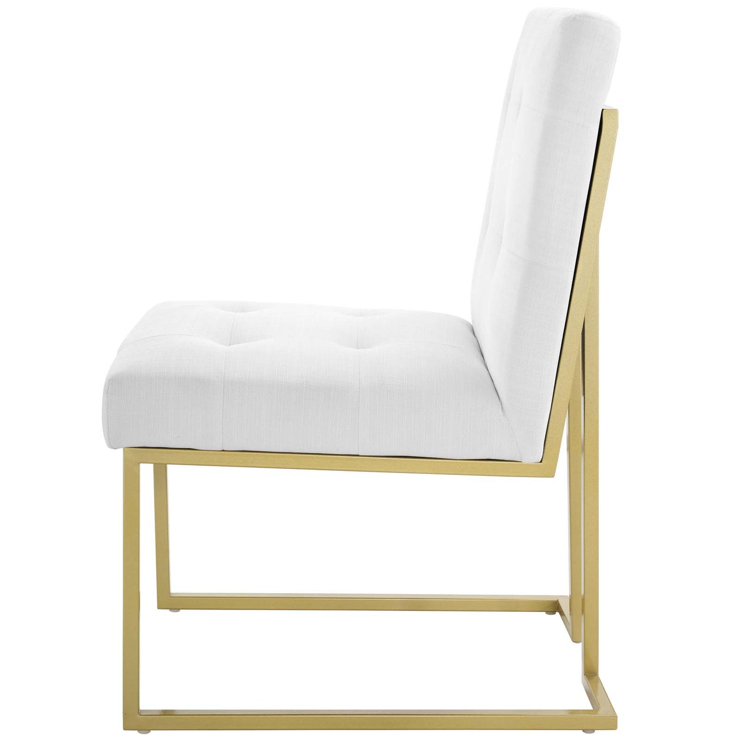 Privy Gold Stainless Steel Upholstered Fabric Dining Accent Chair, Fabric Metal Steel, Gold White, 18021