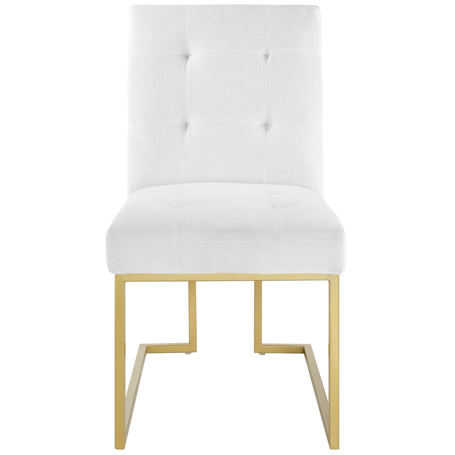 Privy Gold Stainless Steel Upholstered Fabric Dining Accent Chair, Fabric Metal Steel, Gold White, 18021