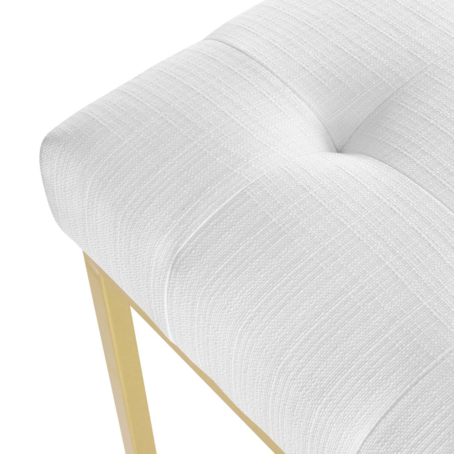 Privy Gold Stainless Steel Upholstered Fabric Dining Accent Chair, Fabric Metal Steel, Gold White, 18021