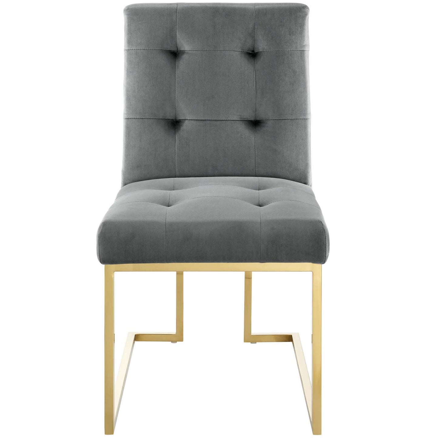 Privy Gold Stainless Steel Performance Velvet Dining Chair, Velvet Fabric Metal Steel, Gold Grey Gray, 18022