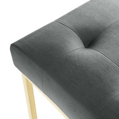 Privy Gold Stainless Steel Performance Velvet Dining Chair, Velvet Fabric Metal Steel, Gold Grey Gray, 18022