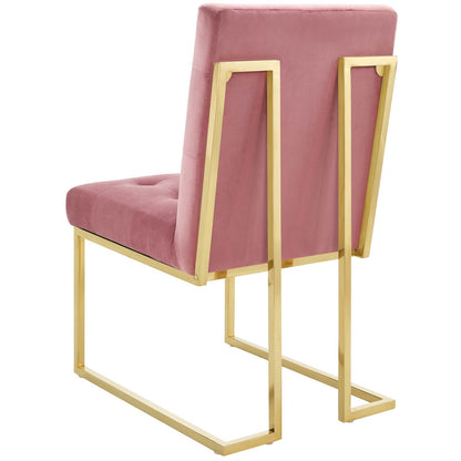 Privy Gold Stainless Steel Performance Velvet Dining Chair, Velvet Fabric Metal Steel, Gold Pink, 18023