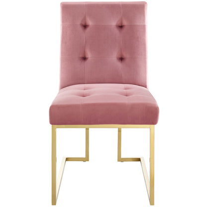 Privy Gold Stainless Steel Performance Velvet Dining Chair, Velvet Fabric Metal Steel, Gold Pink, 18023