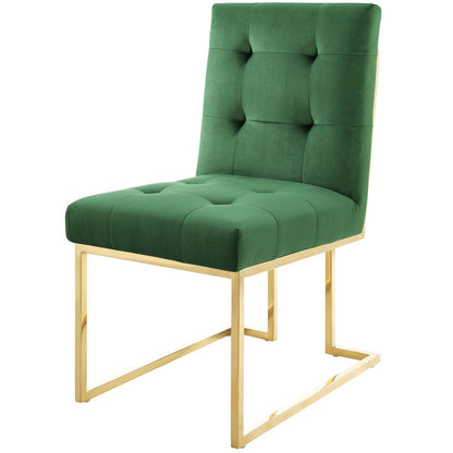 Privy Gold Stainless Steel Performance Velvet Dining Chair, Velvet Fabric Metal Steel, Gold Green, 18024