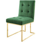 Privy Gold Stainless Steel Performance Velvet Dining Chair, Velvet Fabric Metal Steel, Gold Green, 18024