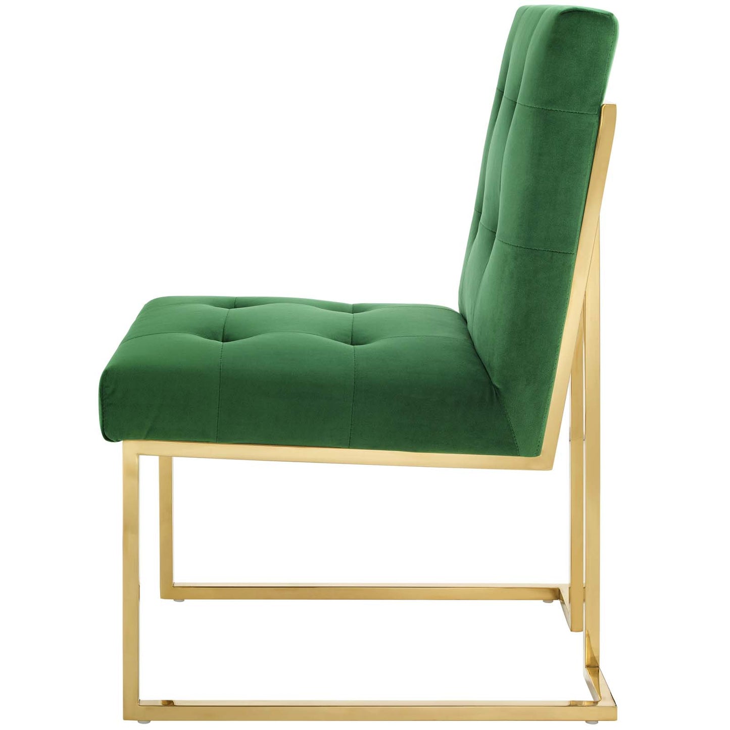 Privy Gold Stainless Steel Performance Velvet Dining Chair, Velvet Fabric Metal Steel, Gold Green, 18024