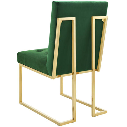 Privy Gold Stainless Steel Performance Velvet Dining Chair, Velvet Fabric Metal Steel, Gold Green, 18024