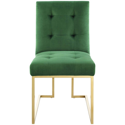 Privy Gold Stainless Steel Performance Velvet Dining Chair, Velvet Fabric Metal Steel, Gold Green, 18024
