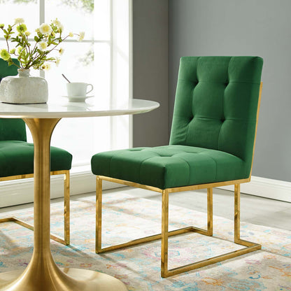 Privy Gold Stainless Steel Performance Velvet Dining Chair, Velvet Fabric Metal Steel, Gold Green, 18024