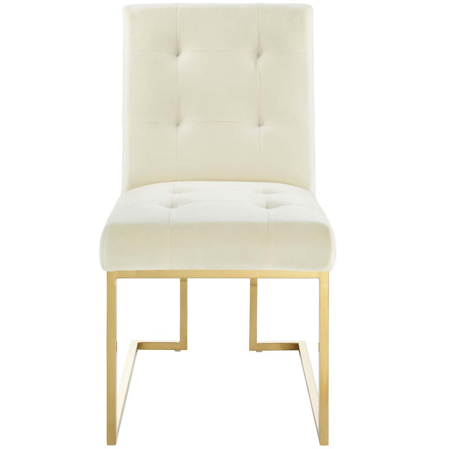 Privy Gold Stainless Steel Performance Velvet Dining Chair, Velvet Fabric Metal Steel, Gold Ivory White, 18025