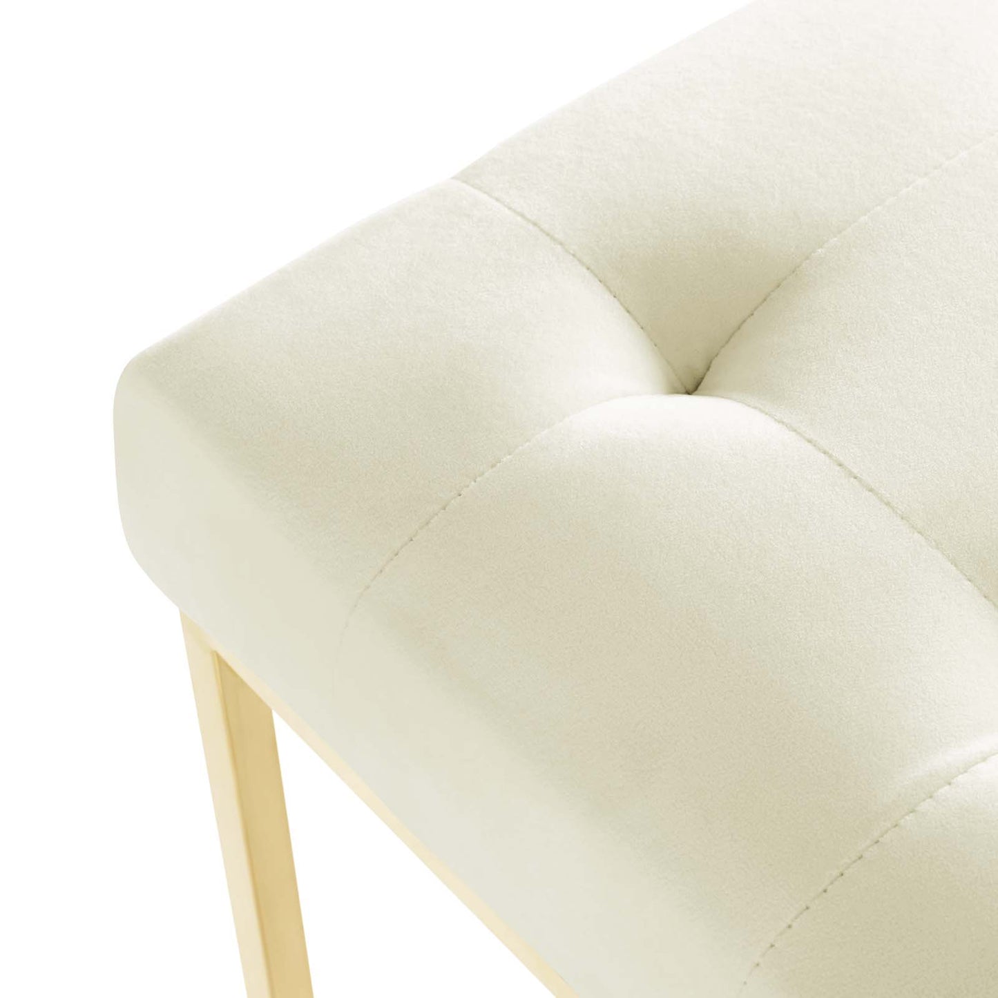 Privy Gold Stainless Steel Performance Velvet Dining Chair, Velvet Fabric Metal Steel, Gold Ivory White, 18025