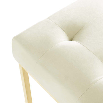 Privy Gold Stainless Steel Performance Velvet Dining Chair, Velvet Fabric Metal Steel, Gold Ivory White, 18025