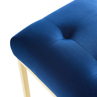 Privy Gold Stainless Steel Performance Velvet Dining Chair, Velvet Fabric Metal Steel, Gold Blue Navy, 18026
